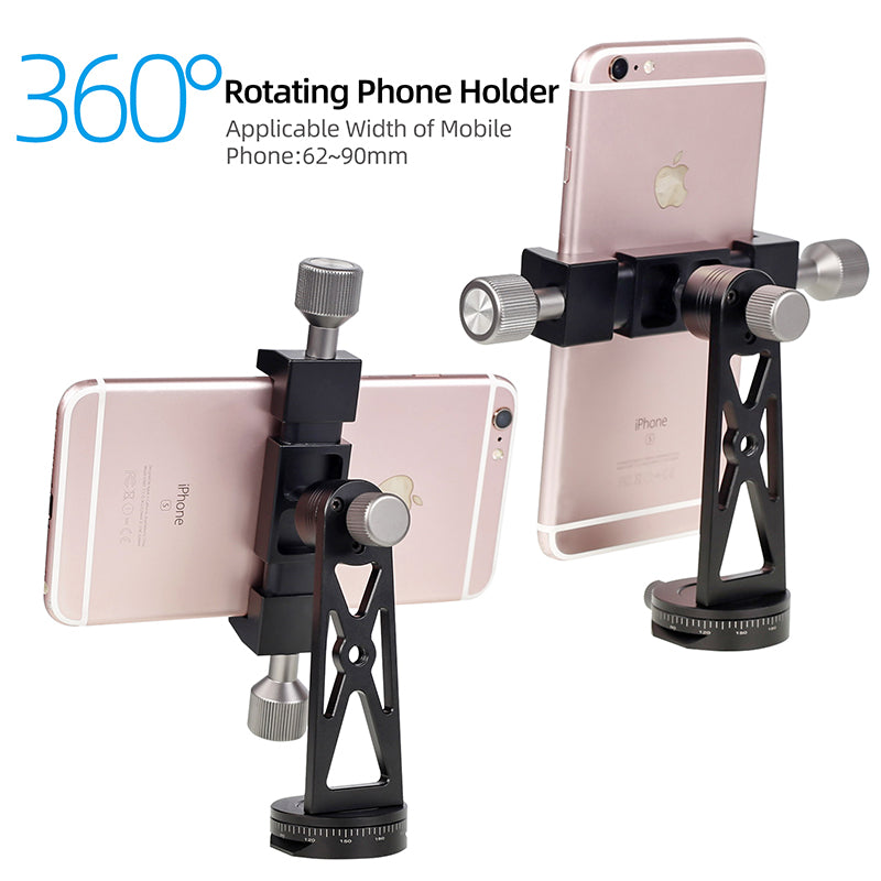 XILETU CP-5 All Metal Tripod Mount Adapter Cell Phone Clipper Holder Vertical 360 Rotation Tripod Stand for Smart Phones Tripod