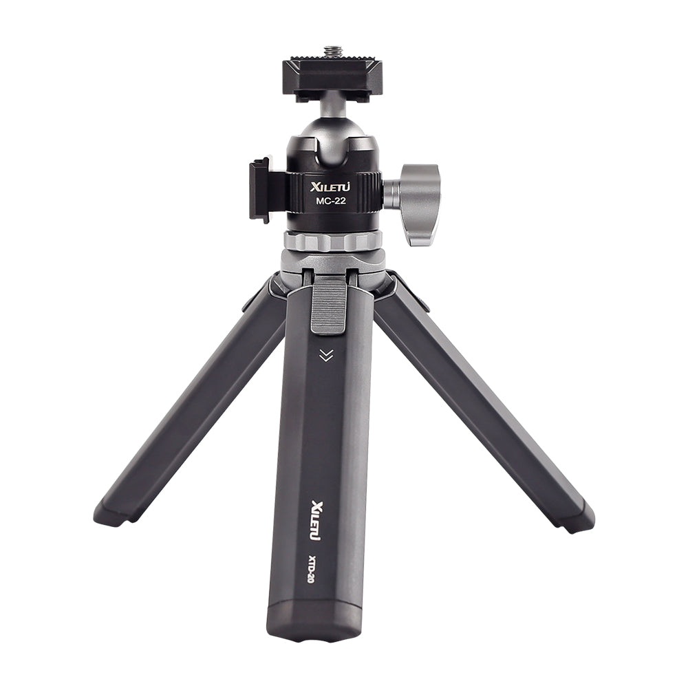 XILETU XTD20+MC22 Mini Cold Shoe Ball Head Dual Use 1/4 Screw Cold Shoe Aluminum Alloy for Camera Phone Speedlite Tripod Selfie Stick