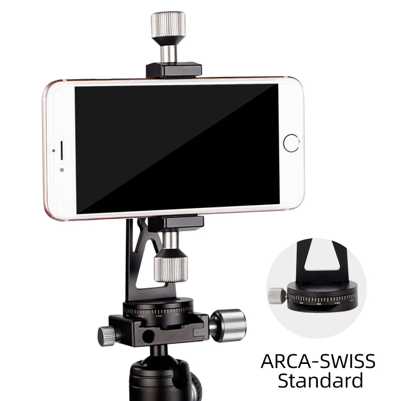 XILETU CP-5 All Metal Tripod Mount Adapter Cell Phone Clipper Holder Vertical 360 Rotation Tripod Stand for Smart Phones Tripod
