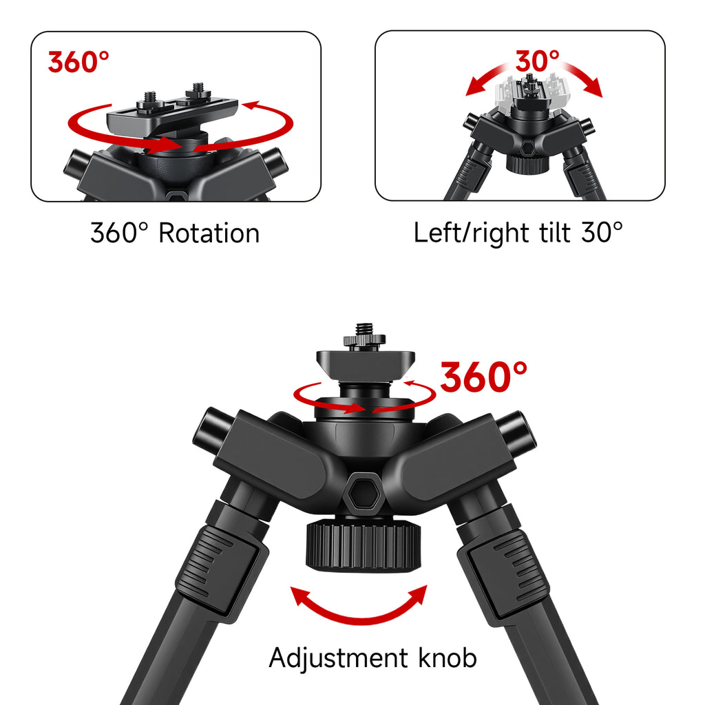 XILETU DR-3 Tactical Rifle Bipod 360° Swivel 6 Levels Height Adjustable 7.5-10.8 Inch Mlok Mount for Hunting Shooting