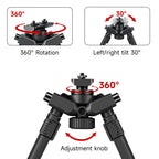XILETU DR-3 Tactical Rifle Bipod 360° Swivel 6 Levels Height Adjustable 7.5-10.8 Inch Mlok Mount for Hunting Shooting