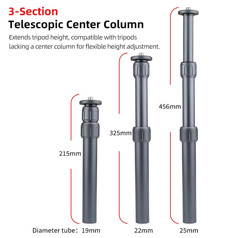 XILETU XM-263AS Aluminum Telescoping Extension Rod, Selfie Stick Tripod Monopod, Adjustable for Smartphone DSLR w/1/4&3/8 Screw Adapters
