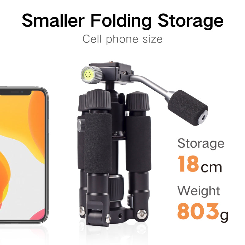 XILETU FM-5C2 Portable Metal Mini Tripod Lightweight Travel Stand with 360 Degree Head Grip for DSLR Cameras Mobile Phones