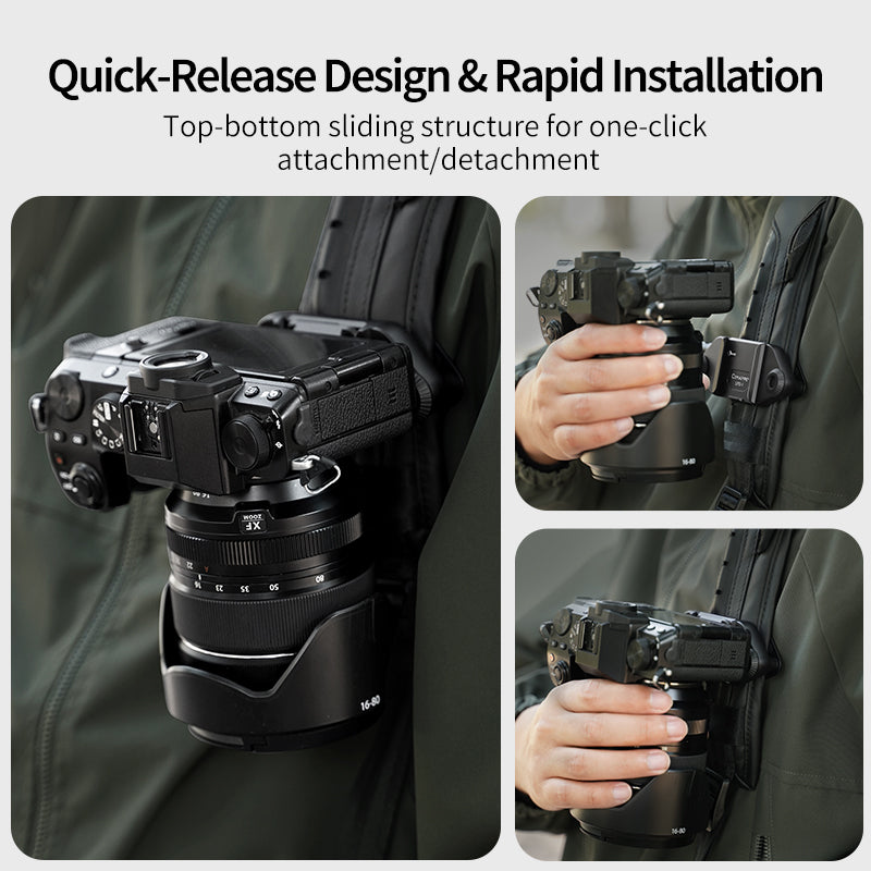 XILETU LPD-1 Backpack Camera Clip Universal Arca-Swiss Quick Release Plate for DSLR Sony Nikon Camera Hassle-Free