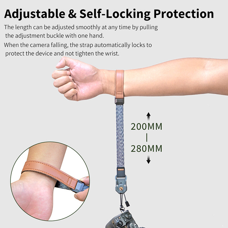 XILETU KQ-2 Camera Wrist Strap Adjustable Quick Release Camera Hand Strap Suitable for DSLR SLR Mirrorless Camera Outdoor Photography
