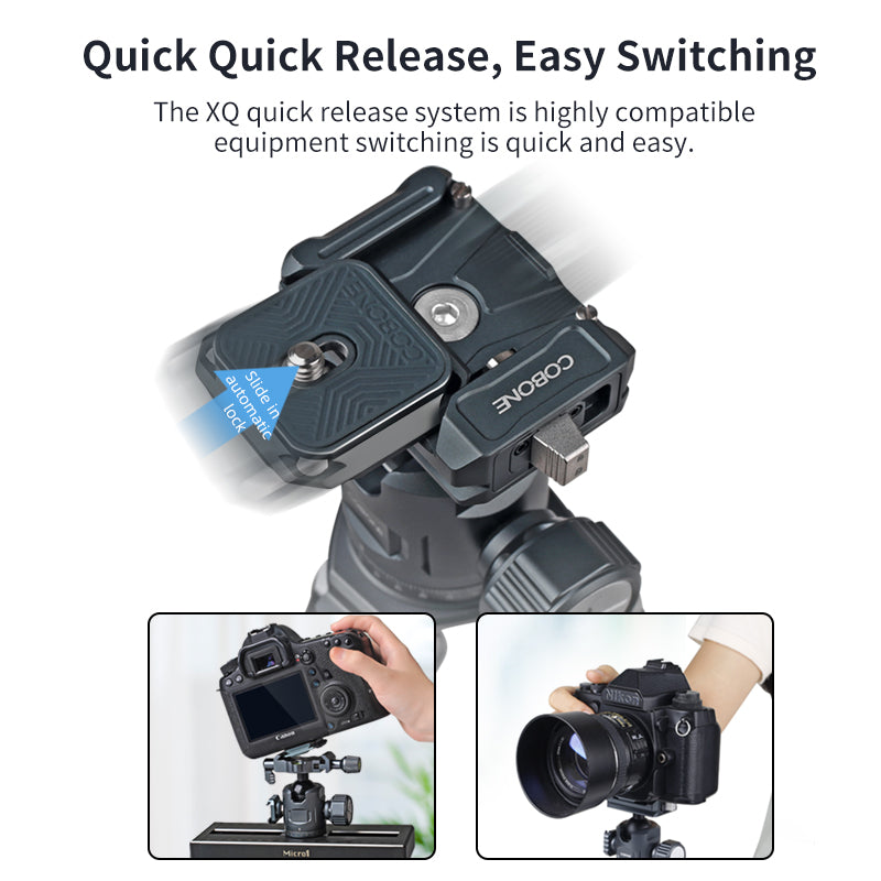 XILETU XL223A+QG28 Portable Quick Release Camera Tripod with 360 Degree Ball Head Mini Desktop Stand for Mobile Phones, Cameras, DSLR