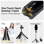 XILETU XS21+XJA+XCRB+GoPro Adapter Quick Open 3-Section Extendable 2-in-1 Desktop Tripod with 360° Ball Head and Phone Holder for DJI Pocket3/GoPro/Insta360