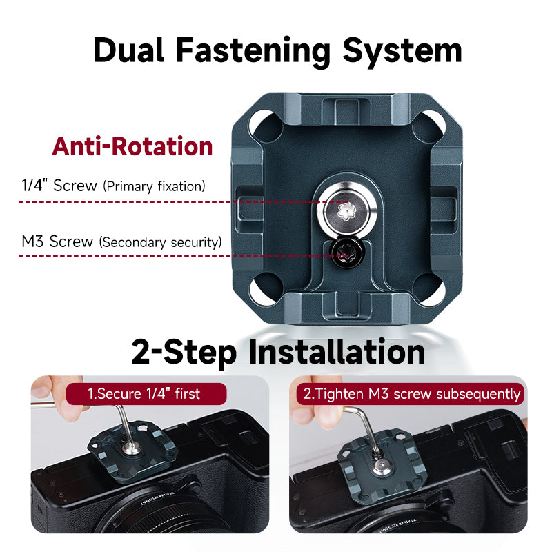 XILETU PQ-38T Aluminum Alloy Quick Release Plate, Anti-Deflection Anti-Drop for Arca Tripod, XQ QR System, DSLR/Mirrorless Camera Base