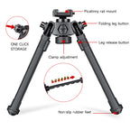 XILETU DR-2 Tactical Bipod, 360° Tilt Rotatable, Picatinny Mount, 6 Height Adjustable, Lightweight for Hunting Shooting