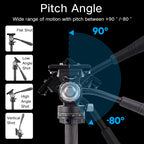 XILETU X224C+LS1 Portable Carbon Fiber Tripod Reverse Folding Design Hydraulic Head QR Plate 13lbs Load for DSLR Mirrorless Camera Phone