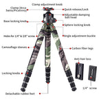 XILETU Carbon Fiber Travel Tripod 25kg Max Load Arca Swiss/Picatinny Clamp for Hunting Shooting Outdoor Photography