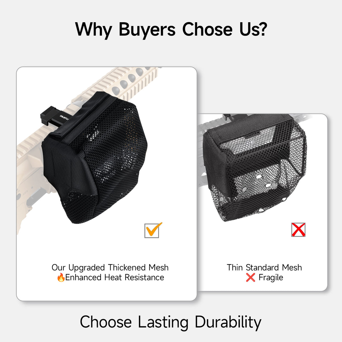 XILETU NSC-2 Heat-Resistant Brass Shell Catcher Adjustable Mount Quick Release Zippered Mesh Pouch for Outdoor Shooting Sports