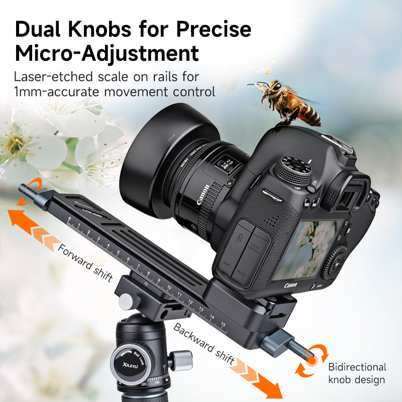 XILETU LCB-20M Macro Focus Rail Slider Quick Release Plate for DSLR, 5kg, Desktop Outdoor Time-Lapse Close-up Macro Photography