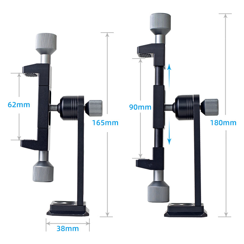 XILETU CP-3 Metal Phone Holder 360° Rotation Swivel Arca Quick Release Plate 1/4" 3/8" Screw 62-90mm for Tripod Vlog