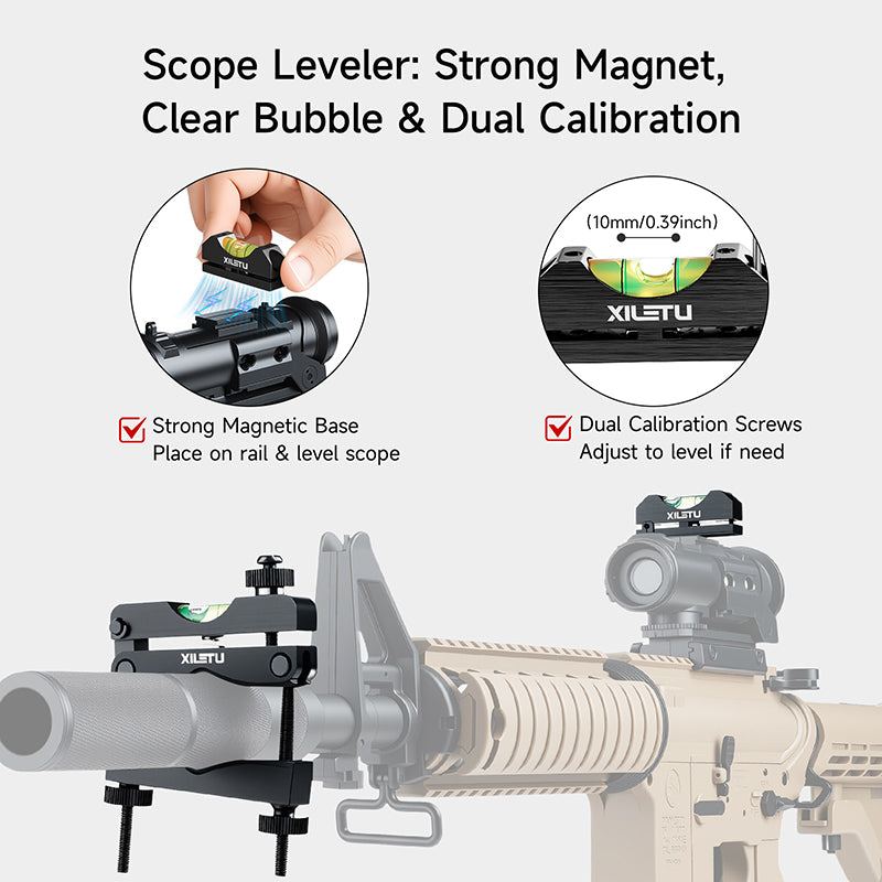 XILETU MH-1 MH-2 Magnetic Scope Level Mounting Kit - High-Precision Bubble Leveling System, Universal Rifle Tool with Compact Storage Case