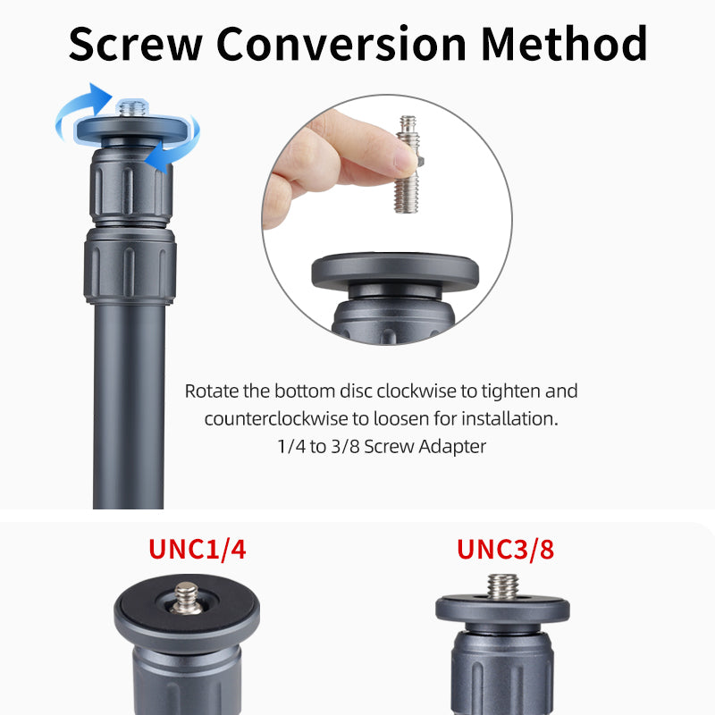 XILETU XM-263AS Aluminum Telescoping Extension Rod, Selfie Stick Tripod Monopod, Adjustable for Smartphone DSLR w/1/4&3/8 Screw Adapters
