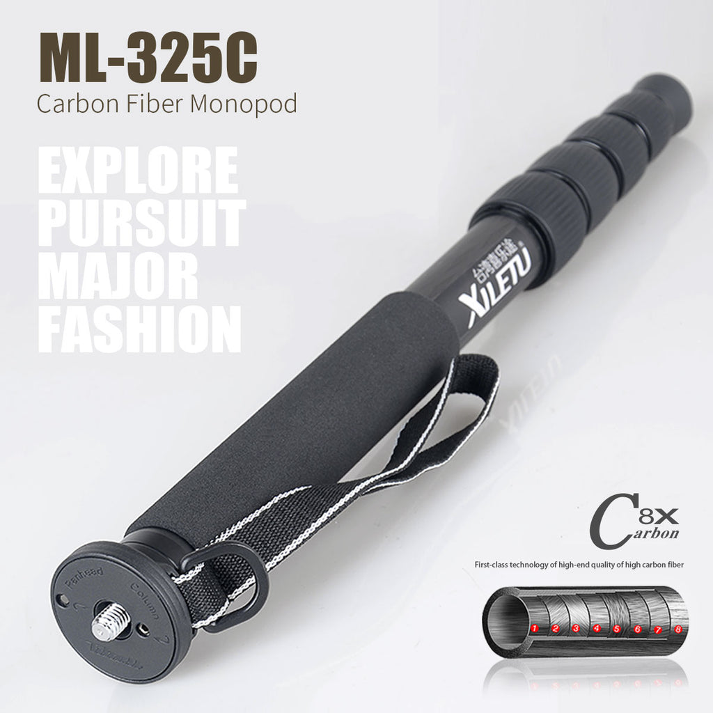 XILETU ML-325C Carbon Fiber Tripod Monopod  Stable Pole For Canon Nikon Digital Camera With stainless steel Spike