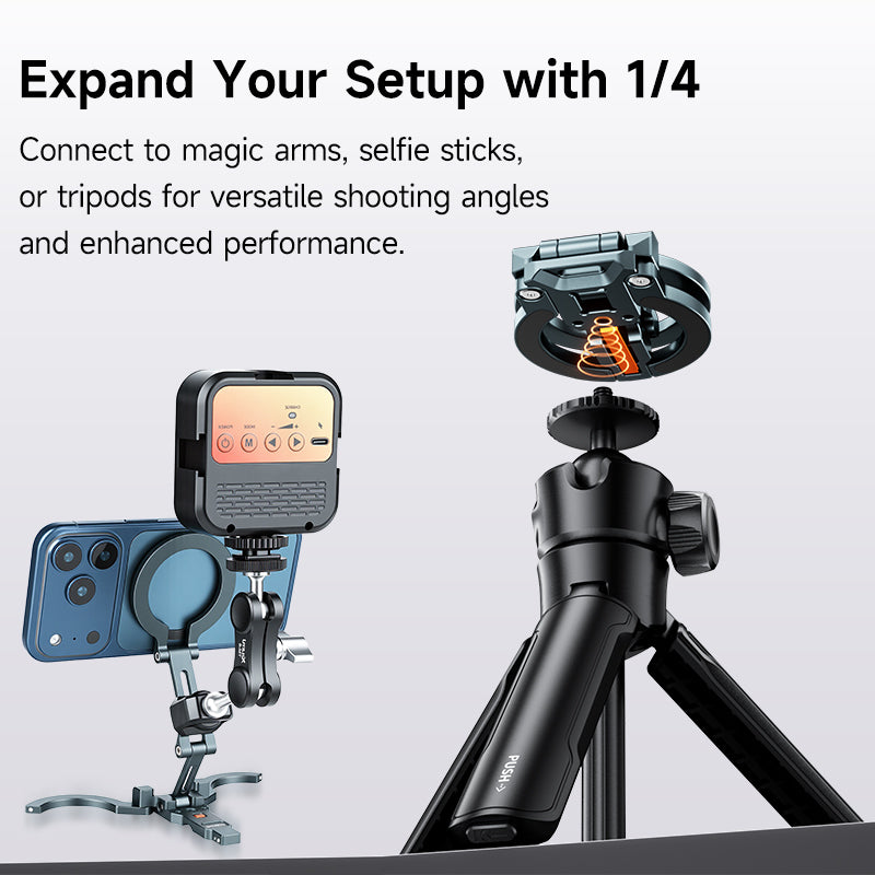 XILETU XJ-30 Dual-sided Magnetic Phone Stand Slim Foldable Magsafe 1/4" Mount for iPhone 17-13 Vlog Travel Selfie Live Tripod