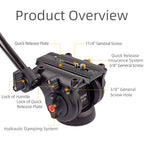 XILETU LS-6A Panoramic Tripod Head Professional Hydraulic Fluid Video Head For Tripod Monopod Camera Holder Stand Mobile DSLR