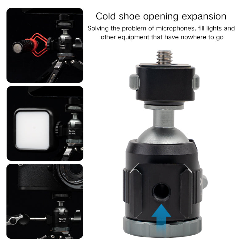 XILETU XT18S+MC22S Vlogging Tripod Handheld Cold Shoe Head Mirrorless Camera Phone Stand Video Blog Tripod Desktop Selfie Tripod