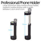 XILETU XJ-10 56mm to 95 mm Universal Aluminum Alloy Metal Phone Holder Clip Mount w 1/4 Screw Hole Bubble Level for Smartphones