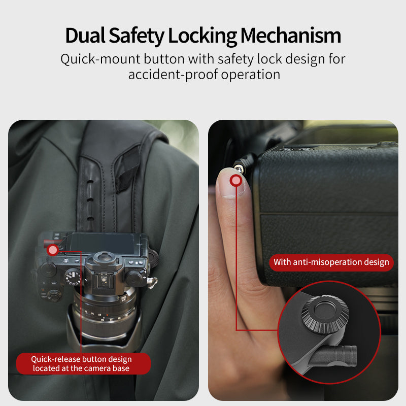 XILETU LPD-1 Backpack Camera Clip Universal Arca-Swiss Quick Release Plate for DSLR Sony Nikon Camera Hassle-Free