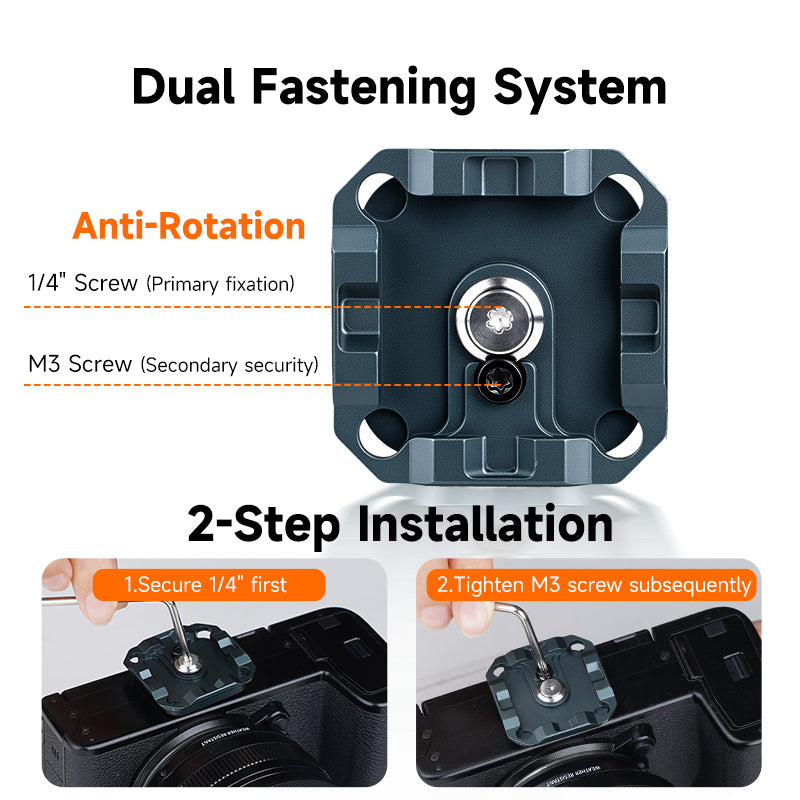XILETU PQ-38K Arca-Swiss Quick Release Plate, Anti-Deflection Aluminum Alloy Base for DSLR/Mirrorless Cameras Tripod Mount Adapter