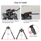 XILETU DR-2 Tactical Bipod, 360° Tilt Rotatable, Picatinny Mount, 6 Height Adjustable, Lightweight for Hunting Shooting
