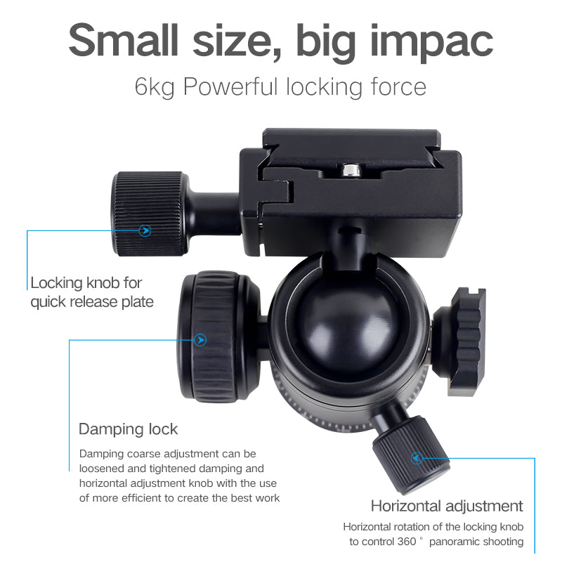 XILETU GT-0 Metal Panoramic Ball Head Photo Macro Monopod Sliding Rail Removable Cold Shoe Extension Clamp Base Tripod Universal