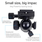 XILETU GT-0 Metal Panoramic Ball Head Photo Macro Monopod Sliding Rail Removable Cold Shoe Extension Clamp Base Tripod Universal