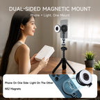 XILETU QPQ-T1 Magsafe Magnetic Phone Mount Foldable Metal Cold Shoe 1/4" Screw Arri Locating Hole Vlog Live Streaming Bracket