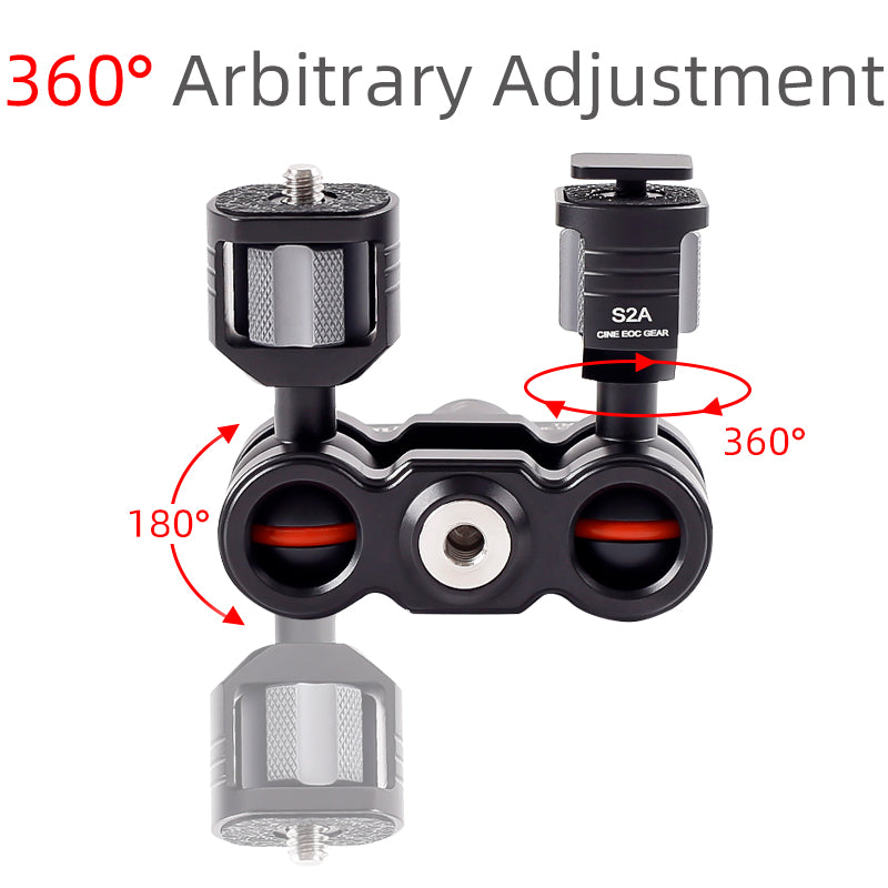 XILETU TM-S1 TM-S2 Magic Arm Camera Mount Bracket Double Ball Head 360° Rotation for Camera Monitor Lights Recorders Microphone Audio