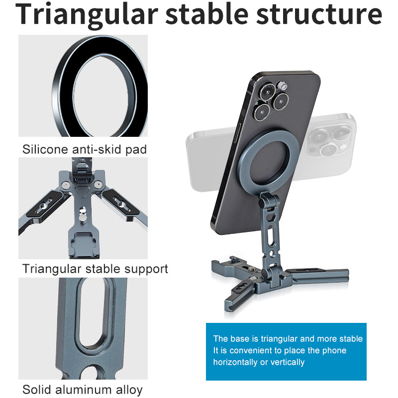 XILETU XQ-B MagSafe Magnetic Phone Holder Foldable Camera Phone Tripod Stand for iPhone 15 14 13 12 Selfie Stick Desktop  Stand