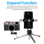 XILETU CP-5 All Metal Tripod Mount Adapter Cell Phone Clipper Holder Vertical 360 Rotation Tripod Stand for Smart Phones Tripod