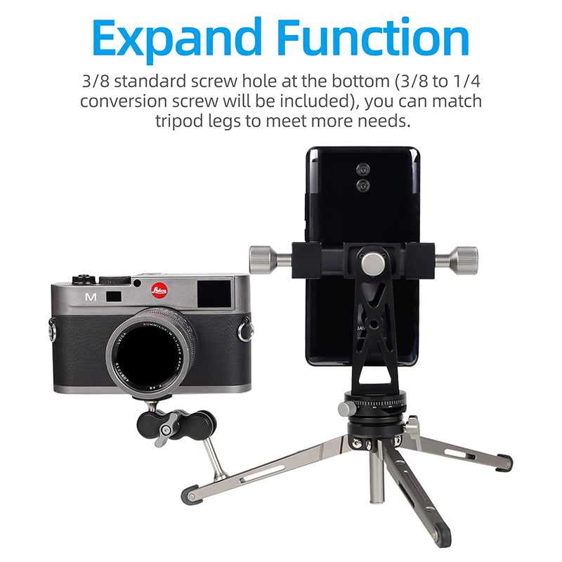 XILETU CP-5 All Metal Tripod Mount Adapter Cell Phone Clipper Holder Vertical 360 Rotation Tripod Stand for Smart Phones Tripod