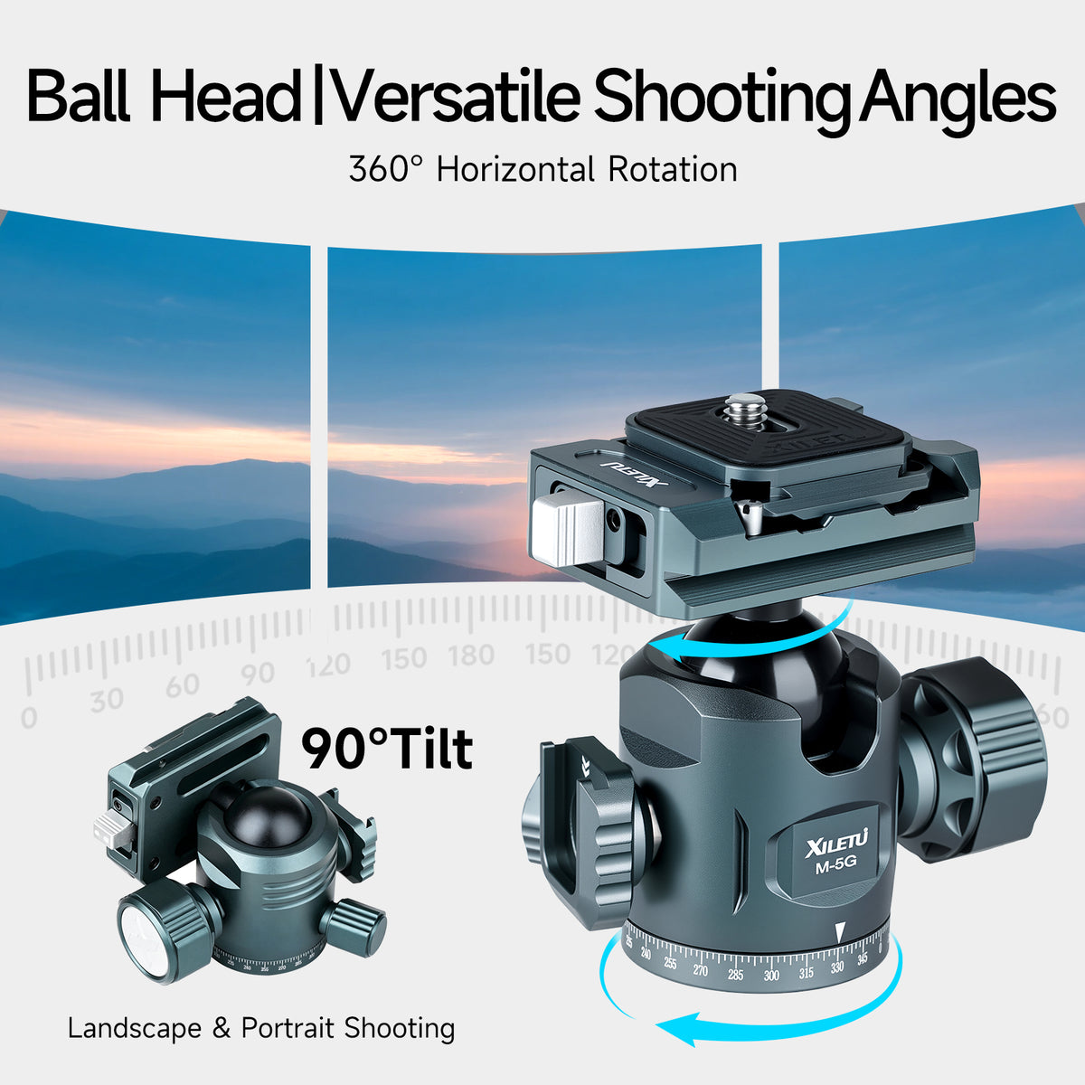 XILETU M-5G Mini Portable Lightweight Travel Tripod Tabletop Video Mini Tripod with 360 Degree Ball Head for Camera DSLR SLR