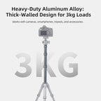 XILETU XM-263AS Aluminum Telescoping Extension Rod, Selfie Stick Tripod Monopod, Adjustable for Smartphone DSLR w/1/4&3/8 Screw Adapters