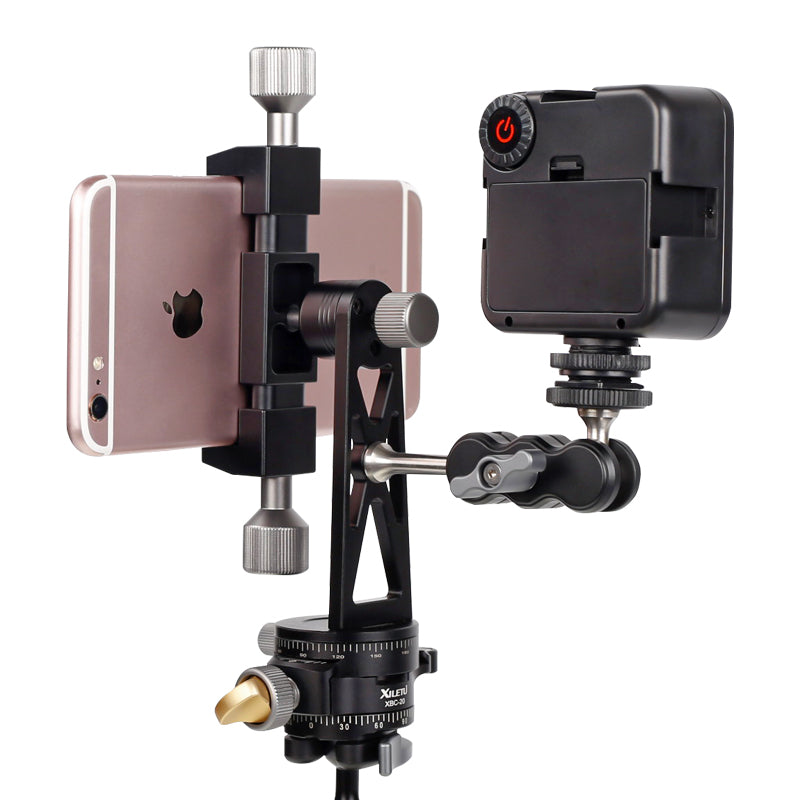 XILETU CP-5 All Metal Tripod Mount Adapter Cell Phone Clipper Holder Vertical 360 Rotation Tripod Stand for Smart Phones Tripod