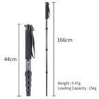 XILETU ML-325C Carbon Fiber Tripod Monopod  Stable Pole For Canon Nikon Digital Camera With stainless steel Spike