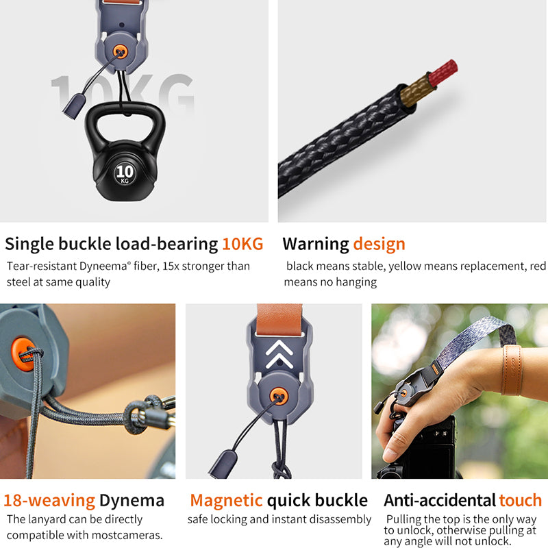 XILETU KQ-2 Camera Wrist Strap Adjustable Quick Release Camera Hand Strap Suitable for DSLR SLR Mirrorless Camera Outdoor Photography