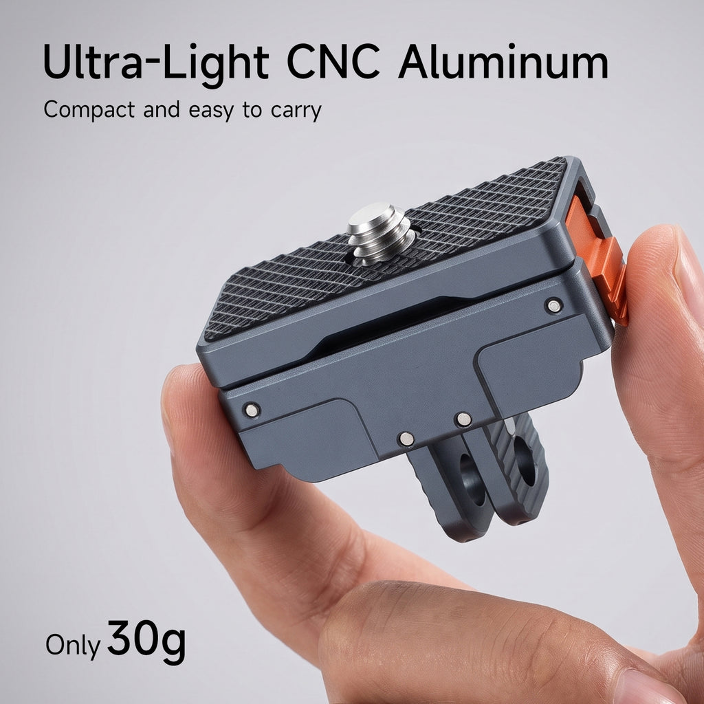 XILETU KC05T 2‑in‑1 Magnetic Quick‑Release Mount CNC Aluminum Adapter 2‑Prong & 1/4 Screw for Action Camera Tripod Accessory