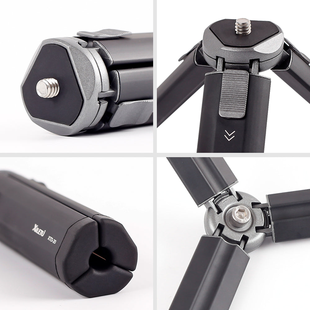 XILETU XTD20+MC22 Mini Cold Shoe Ball Head Dual Use 1/4 Screw Cold Shoe Aluminum Alloy for Camera Phone Speedlite Tripod Selfie Stick