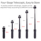 XILETU XSG3+XJA Tabletop Tripod Extendable Selfie Stick 360° Ball Head 1/4" Screw Cold Shoe for Phone Camera Vlog Live Stream