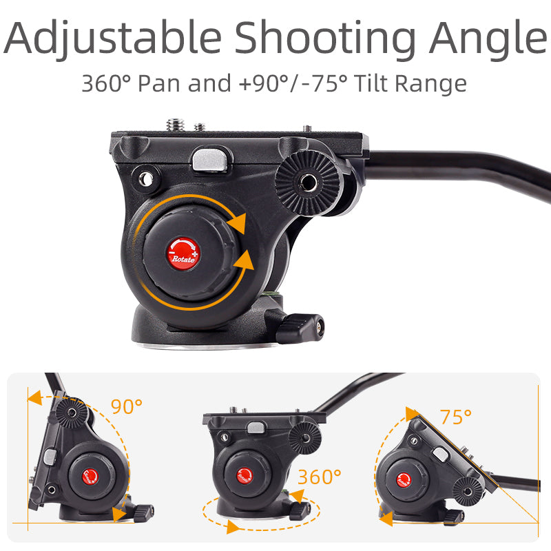 XILETU LS-6A Panoramic Tripod Head Professional Hydraulic Fluid Video Head For Tripod Monopod Camera Holder Stand Mobile DSLR