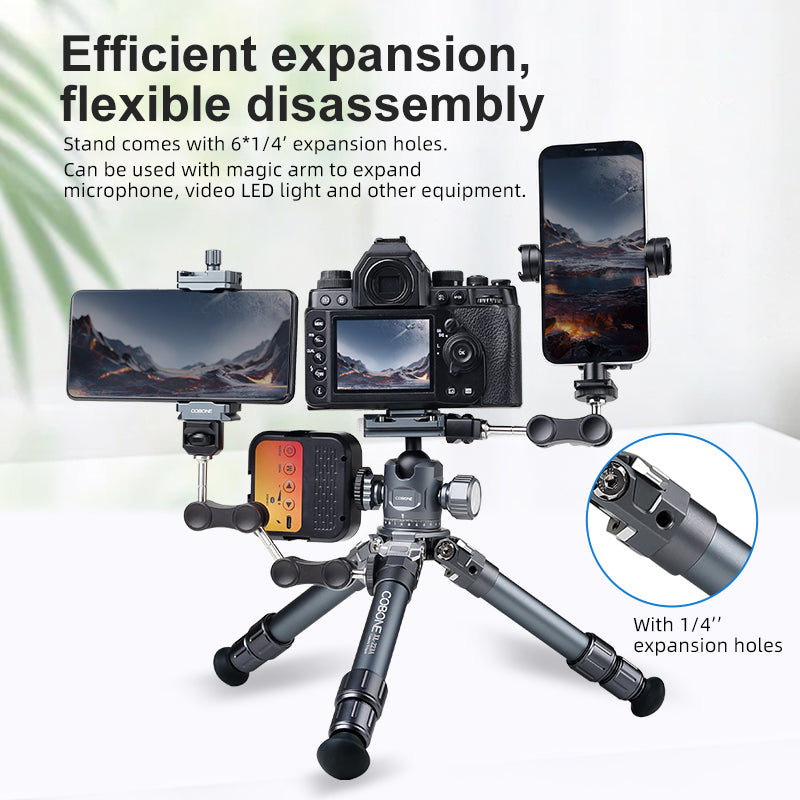 XILETU XL223A+QG28 Portable Quick Release Camera Tripod with 360 Degree Ball Head Mini Desktop Stand for Mobile Phones, Cameras, DSLR