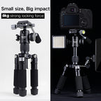 XILETU FM-5C2 Portable Metal Mini Tripod Lightweight Travel Stand with 360 Degree Head Grip for DSLR Cameras Mobile Phones