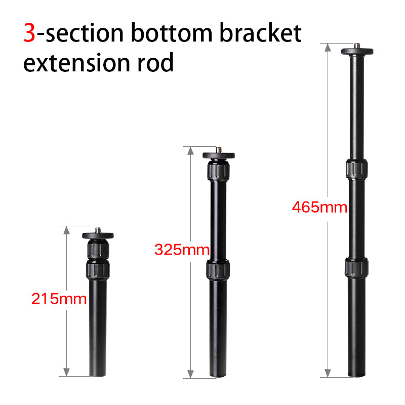 XILETU XM-222A XM-263A Aluminum Alloy Selfie Stick Tripod Central Axis Extension Rod Photography Camera Bracket Heightening Accessories