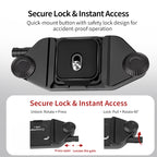XILETU LPD-1 Backpack Camera Clip Universal Arca-Swiss Quick Release Plate for DSLR Sony Nikon Camera Hassle-Free
