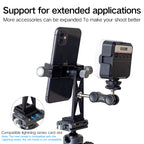 XILETU CP-3 Metal Phone Holder 360° Rotation Swivel Arca Quick Release Plate 1/4" 3/8" Screw 62-90mm for Tripod Vlog