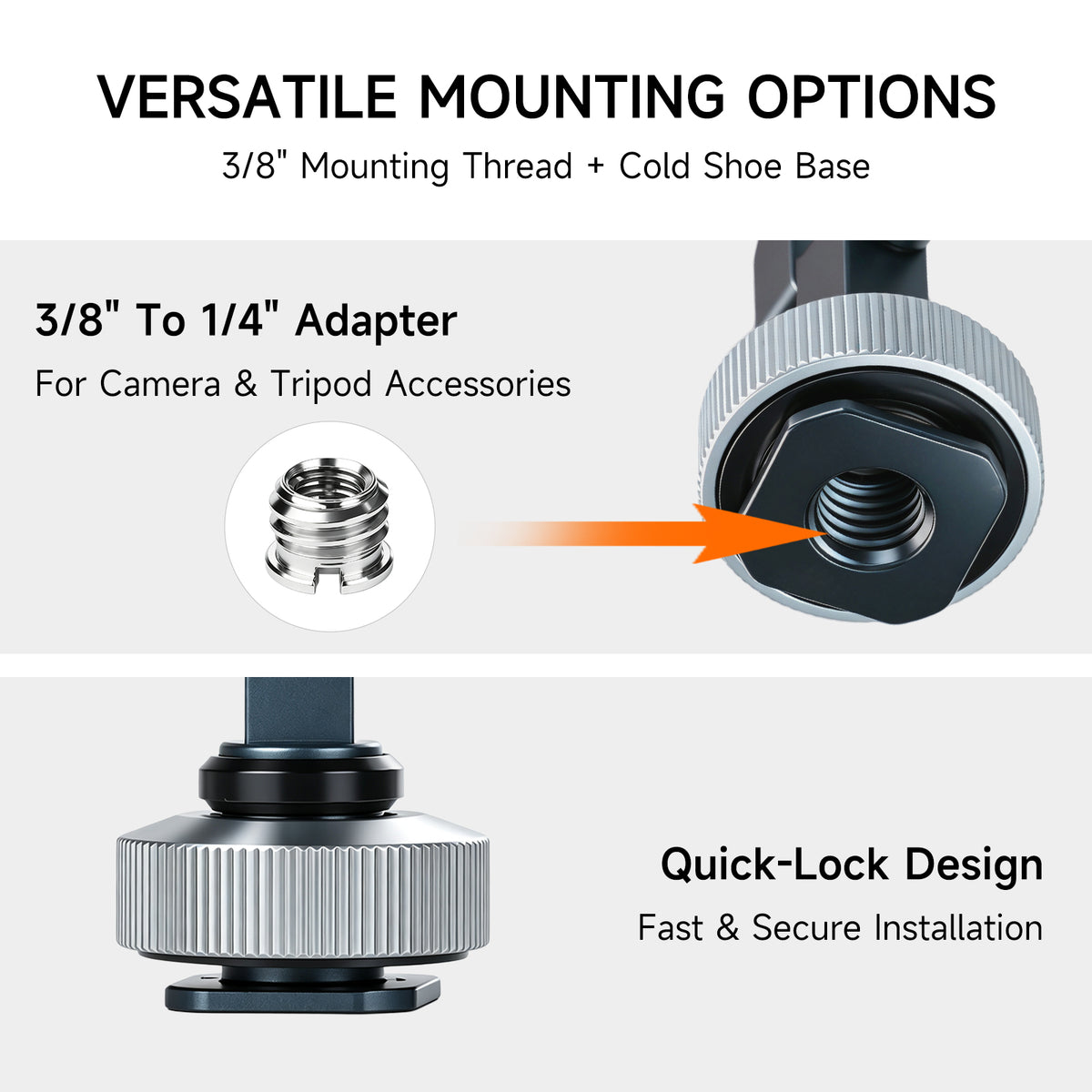 XILETU QPQ-T1 Magsafe Magnetic Phone Mount Foldable Metal Cold Shoe 1/4" Screw Arri Locating Hole Vlog Live Streaming Bracket